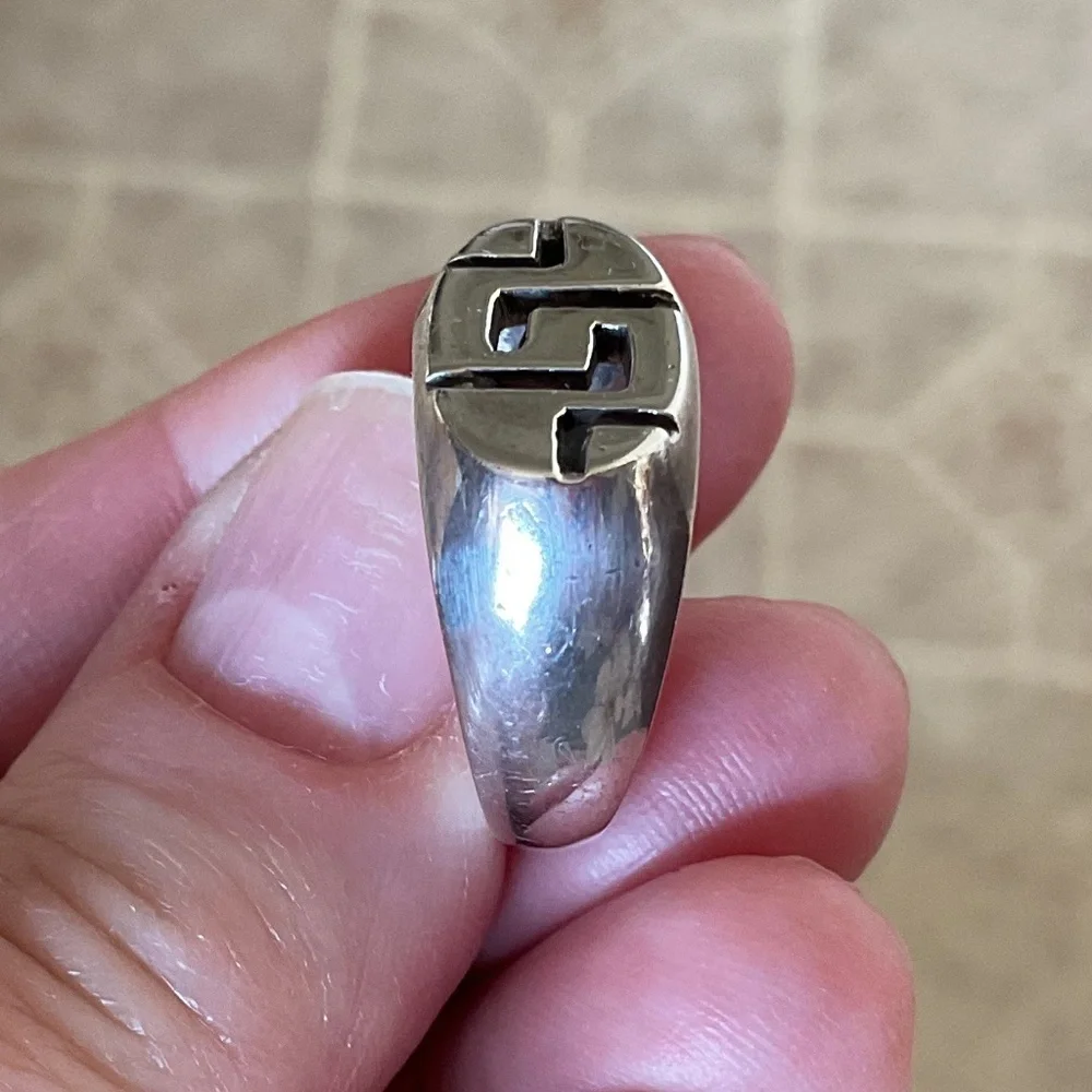 NWOT Sterling Silver 925 Greek Key Design Solid Ring Size US 7